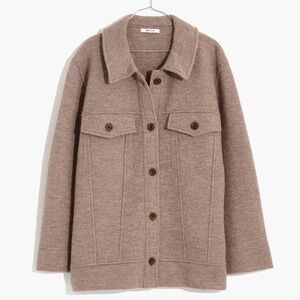 Madewell Boiled Wool Bridgman Sweater-Jacket - Heather Mink - XXS
